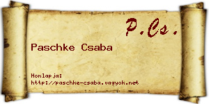 Paschke Csaba névjegykártya